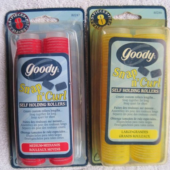 8 Goody Snap & Curl Self Holding Rollers Classic Hair Curlers Hook Large Medium - Picture 7 of 16
